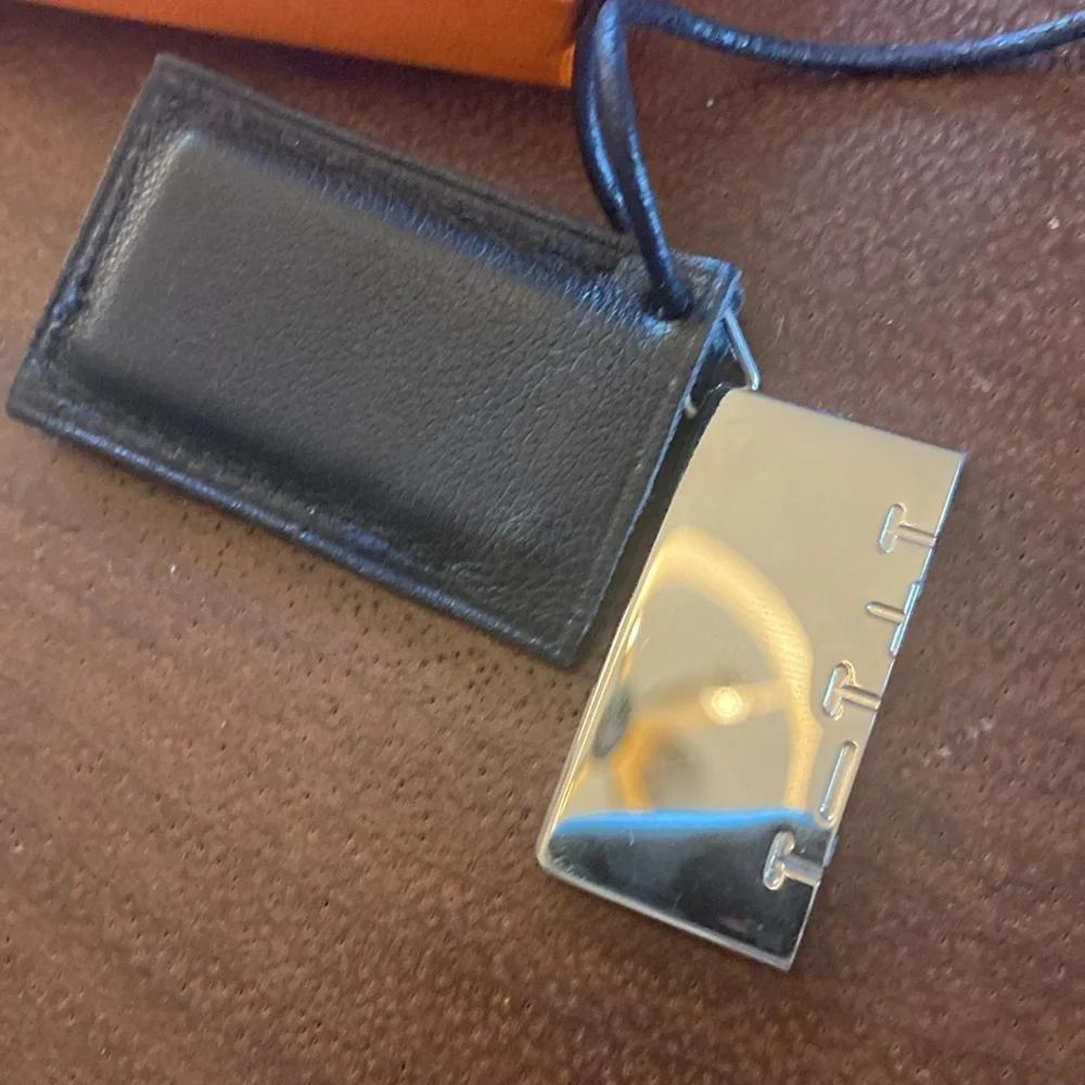 Hermes 16” Leather and Silver Choker Necklace with Box/ like NEW - Picture 3 of 7